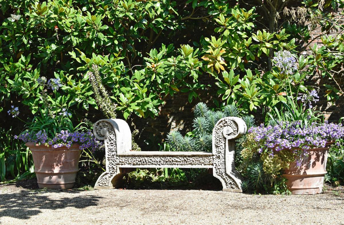 A person using buddhify app while sitting on a park bench
